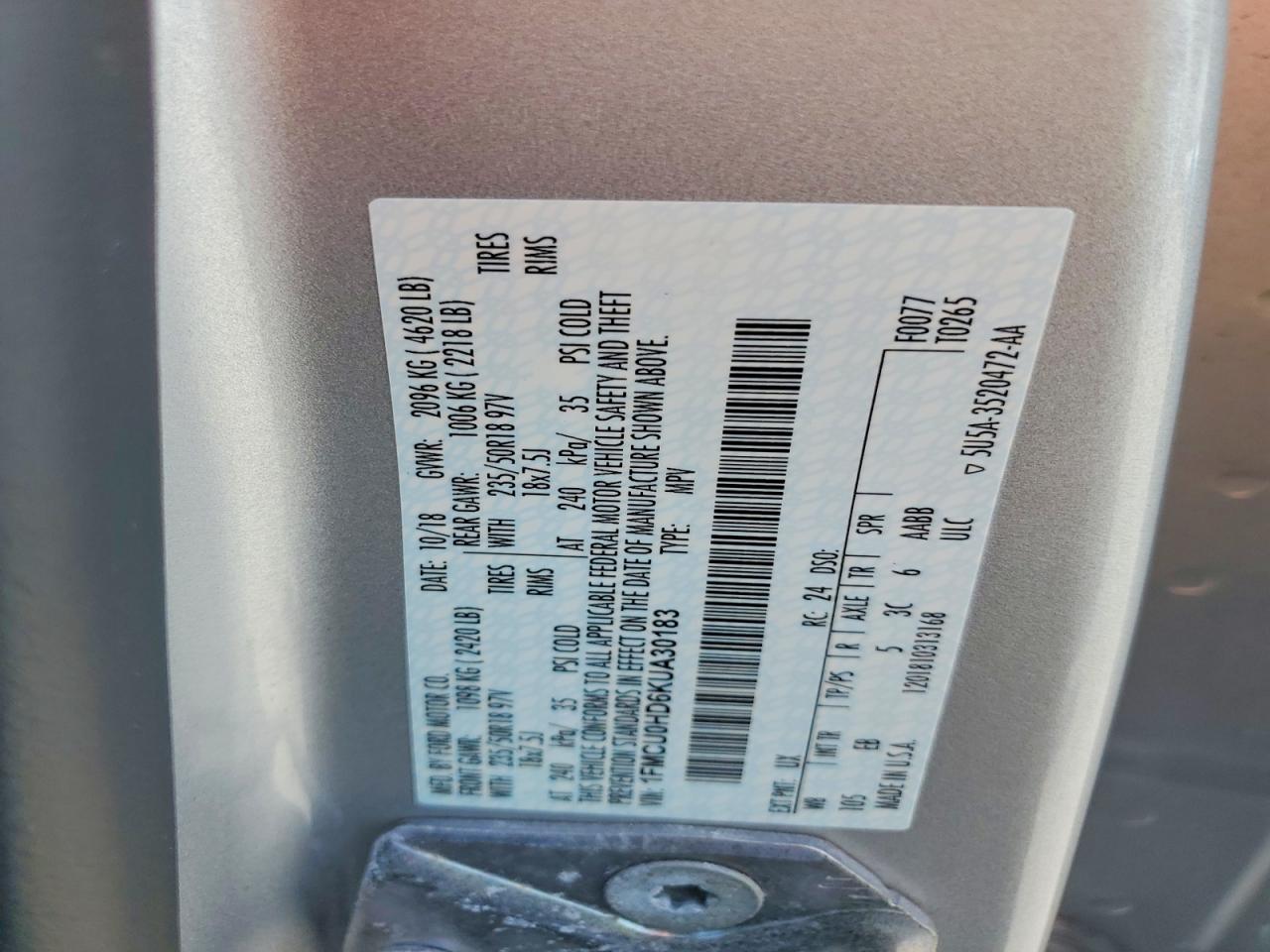 2019 FORD ESCAPE