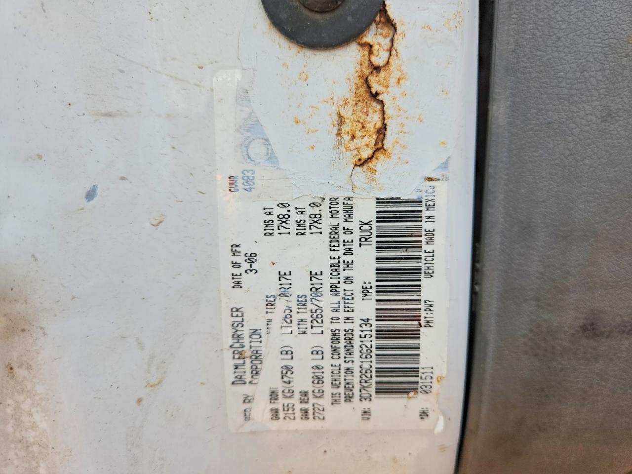 2006 DODGE RAM 2500