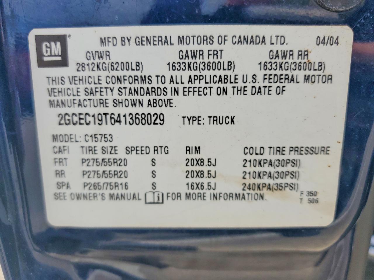 2004 CHEVROLET SILVERADO