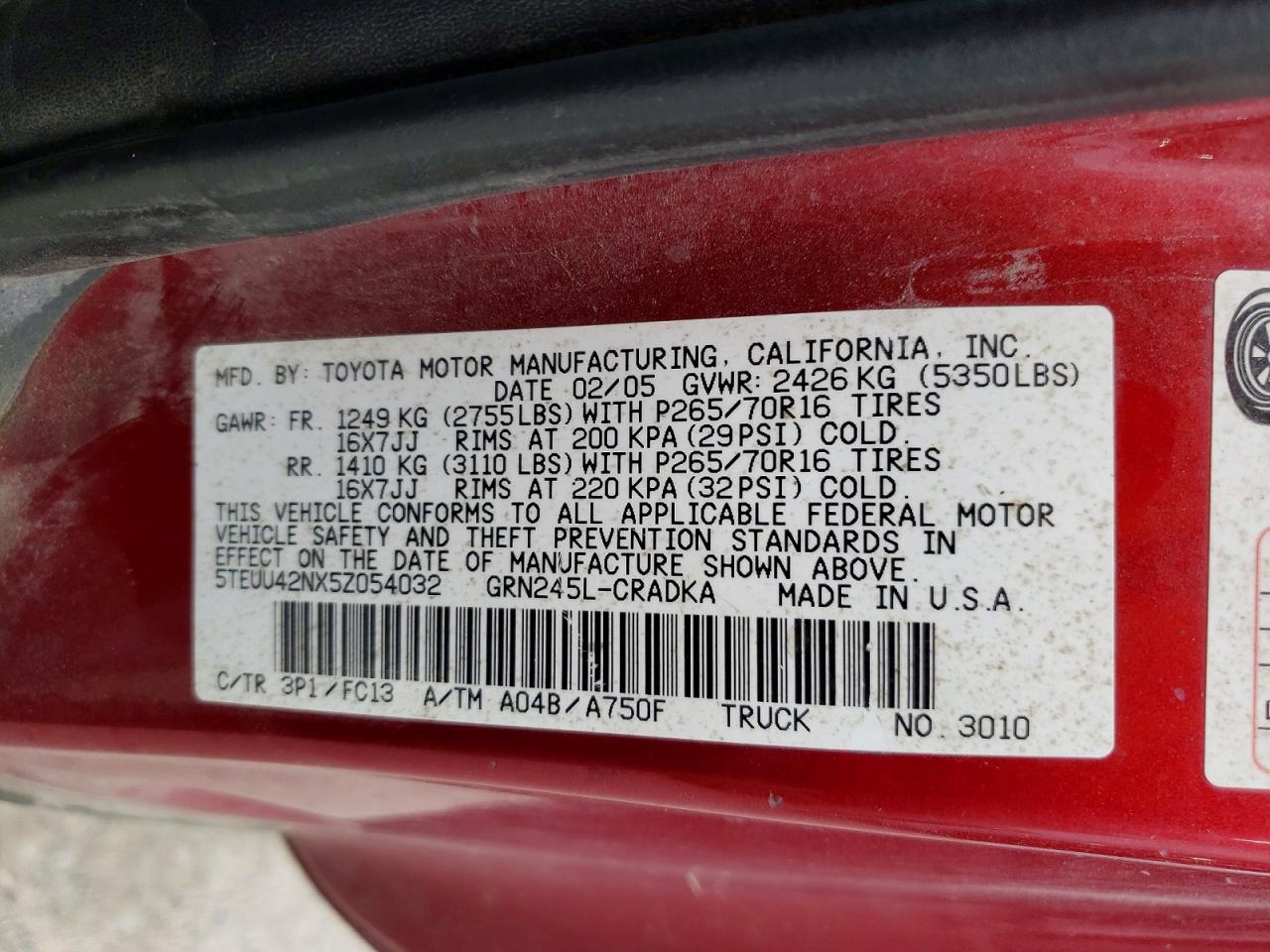 2005 TOYOTA TACOMA