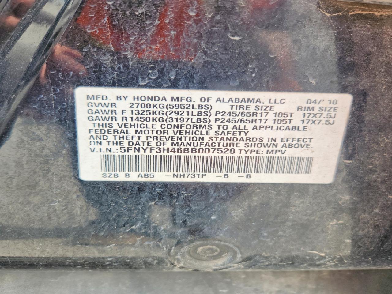 2011 HONDA PILOT