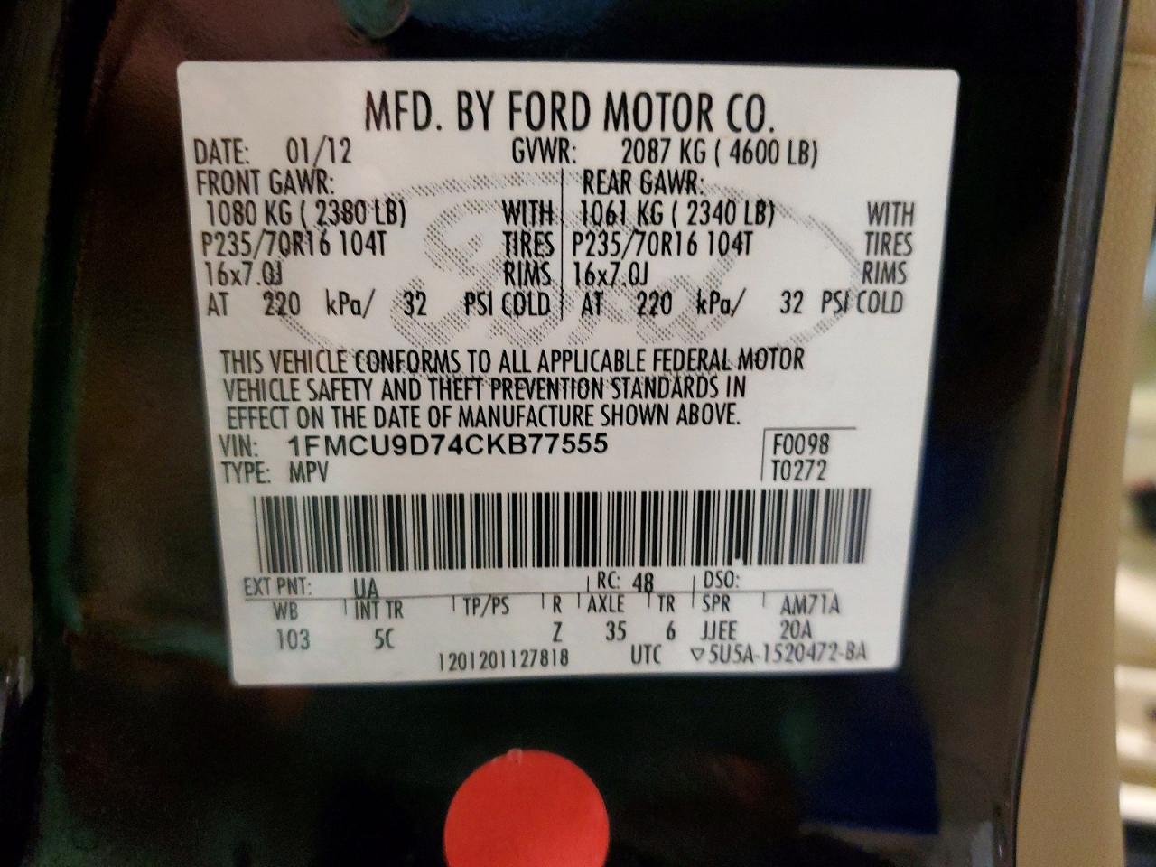 2012 FORD ESCAPE