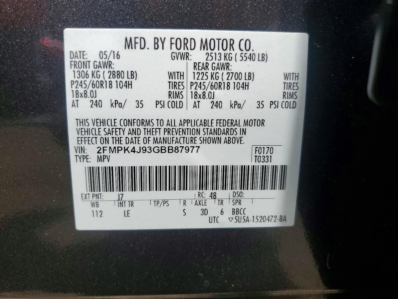 2016 FORD EDGE