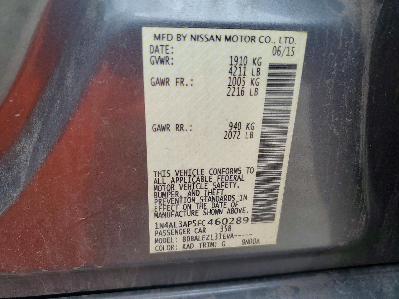 2015 NISSAN ALTIMA