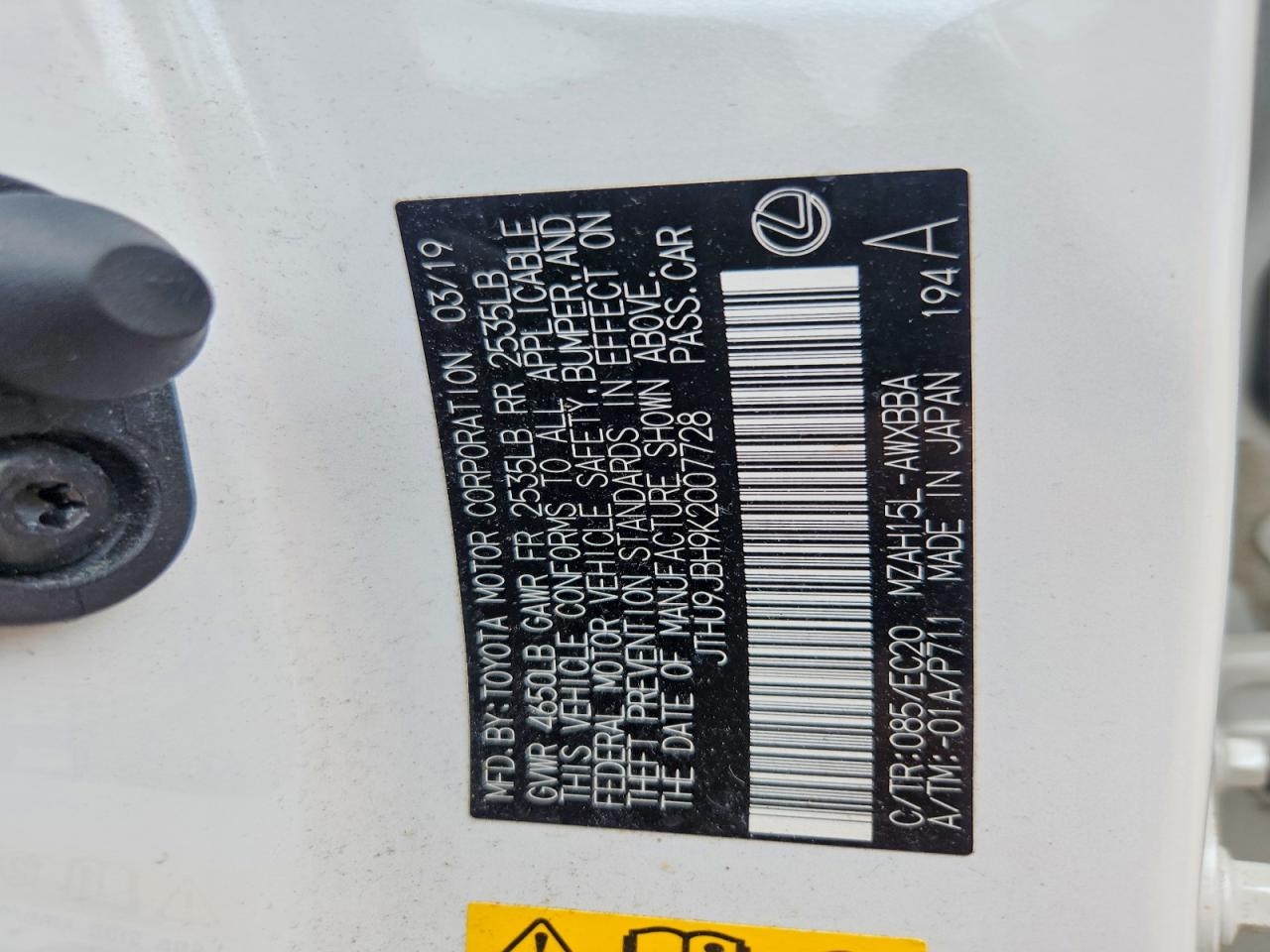 2019 LEXUS ALL OTHER