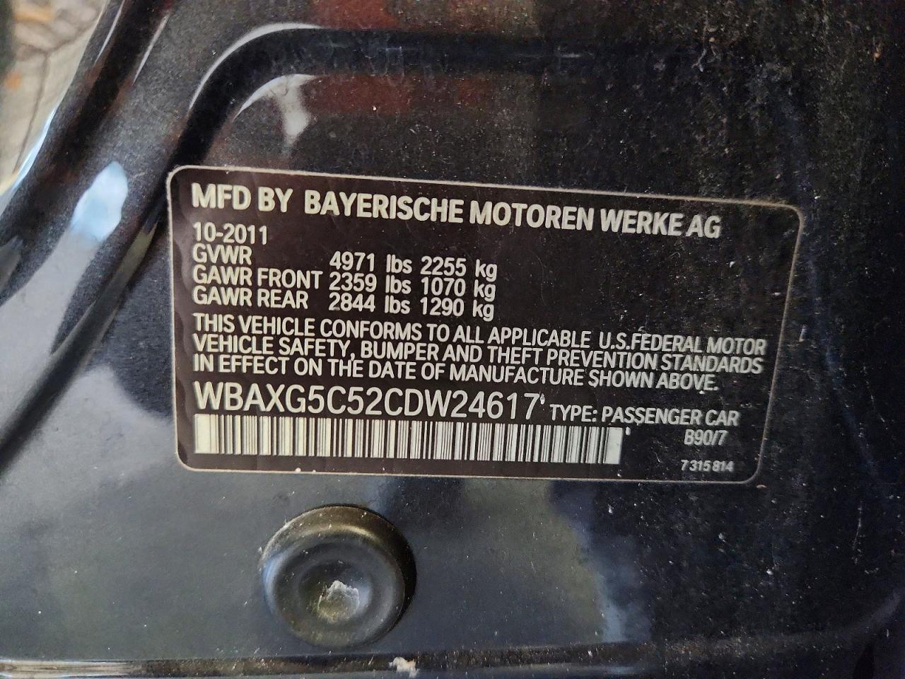 2012 BMW 5 SERIES