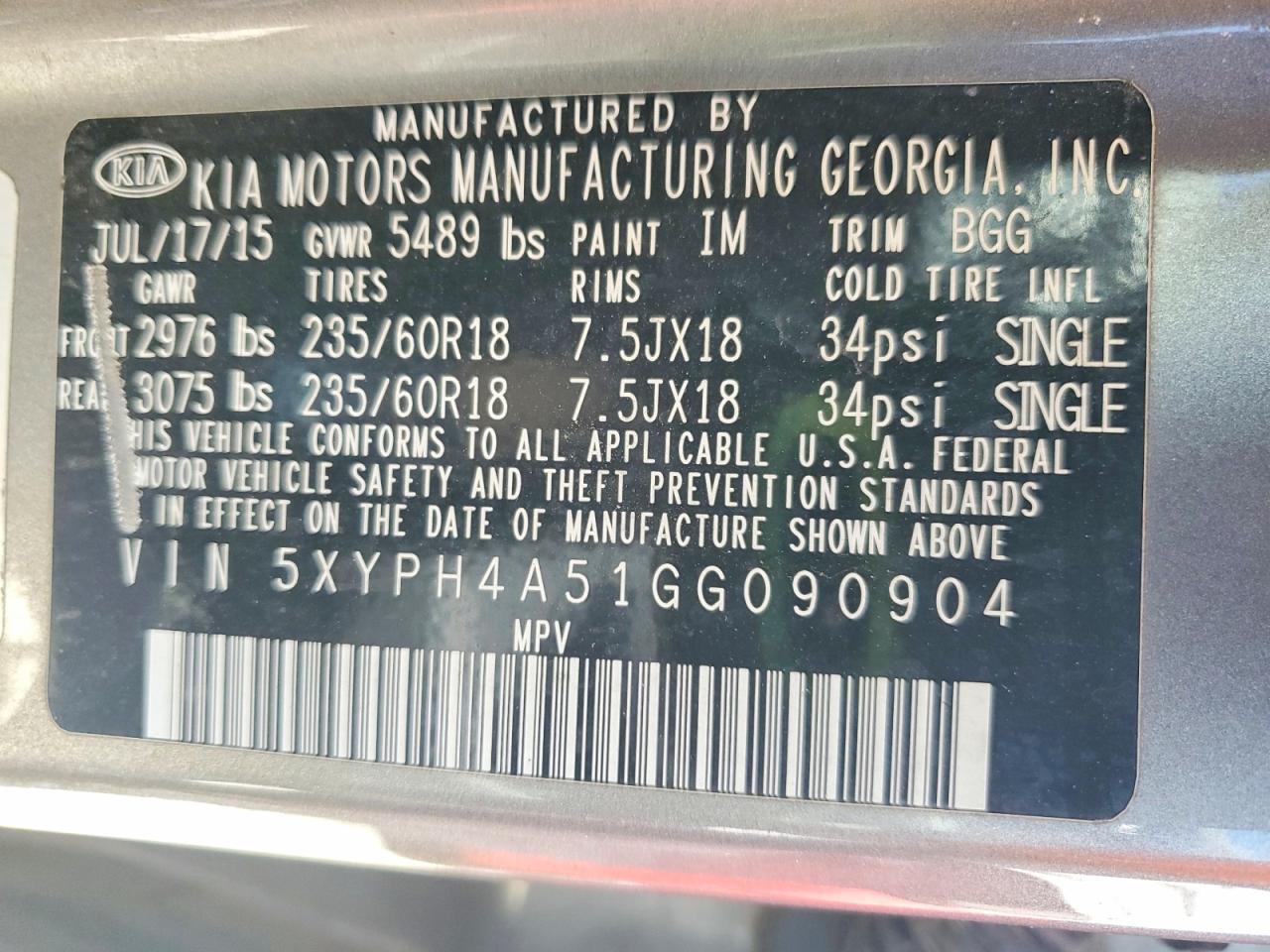 2016 KIA SORENTO