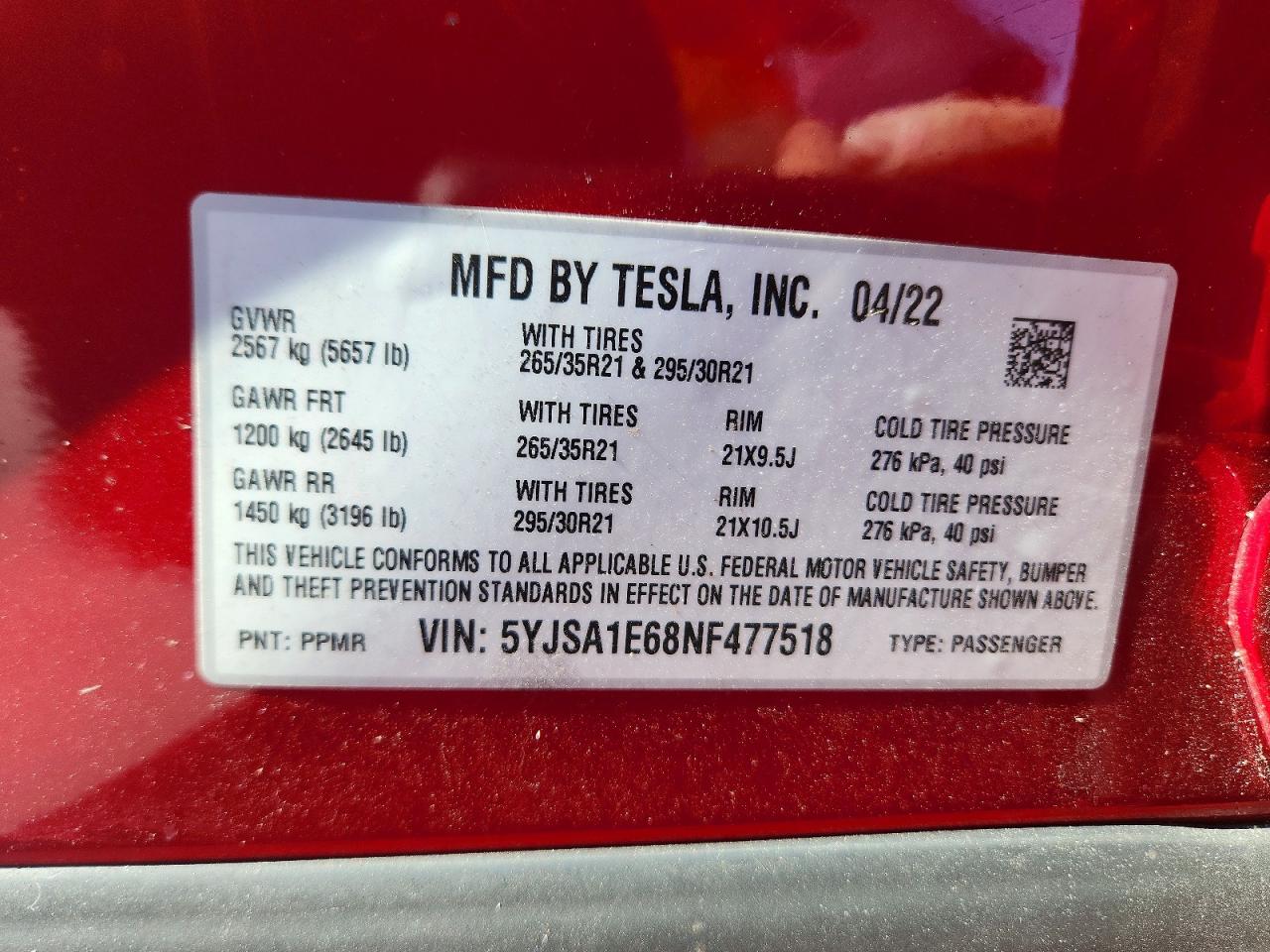 2022 TESLA MODEL S