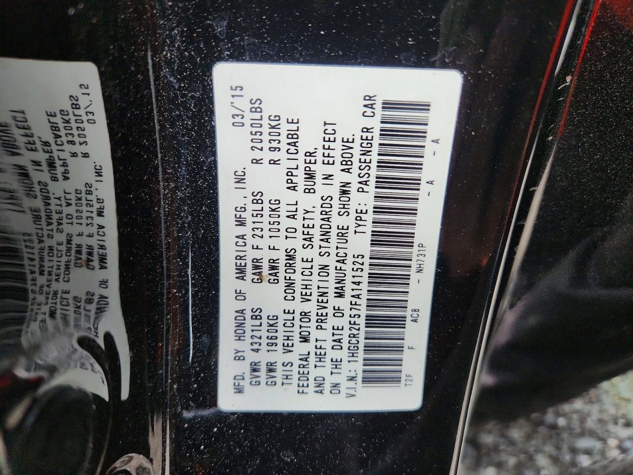 2015 HONDA ACCORD