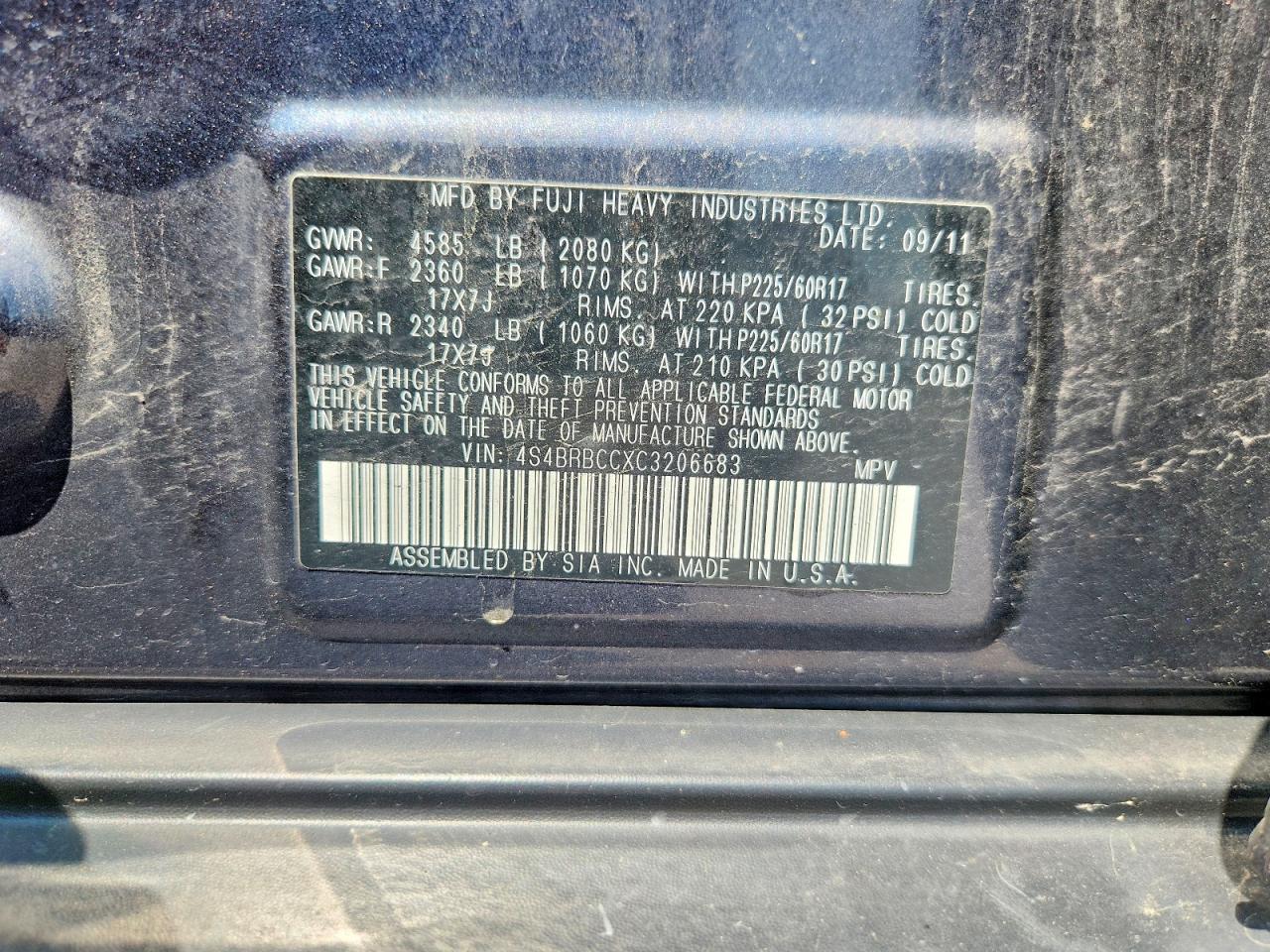 2012 SUBARU OUTBACK