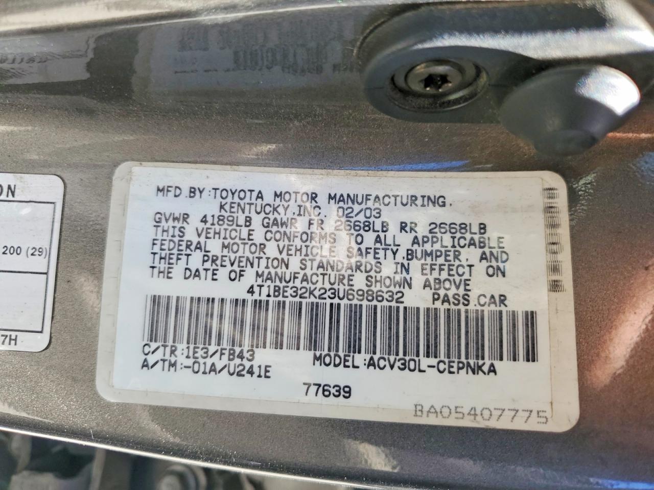 2003 TOYOTA CAMRY