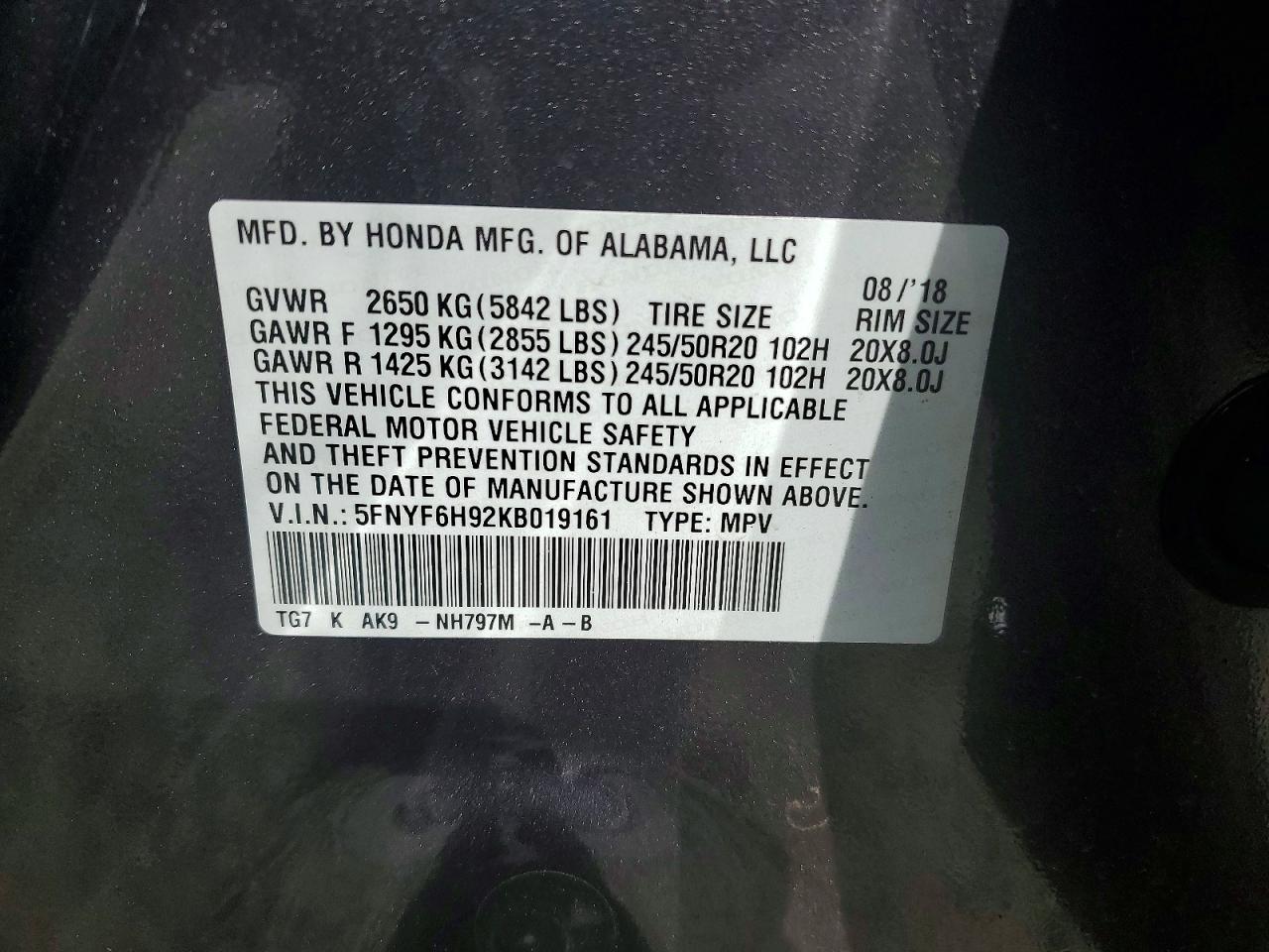 2019 HONDA PILOT