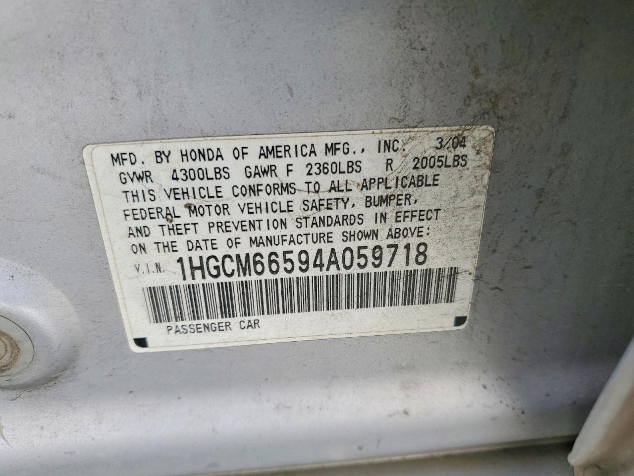 2004 HONDA ACCORD