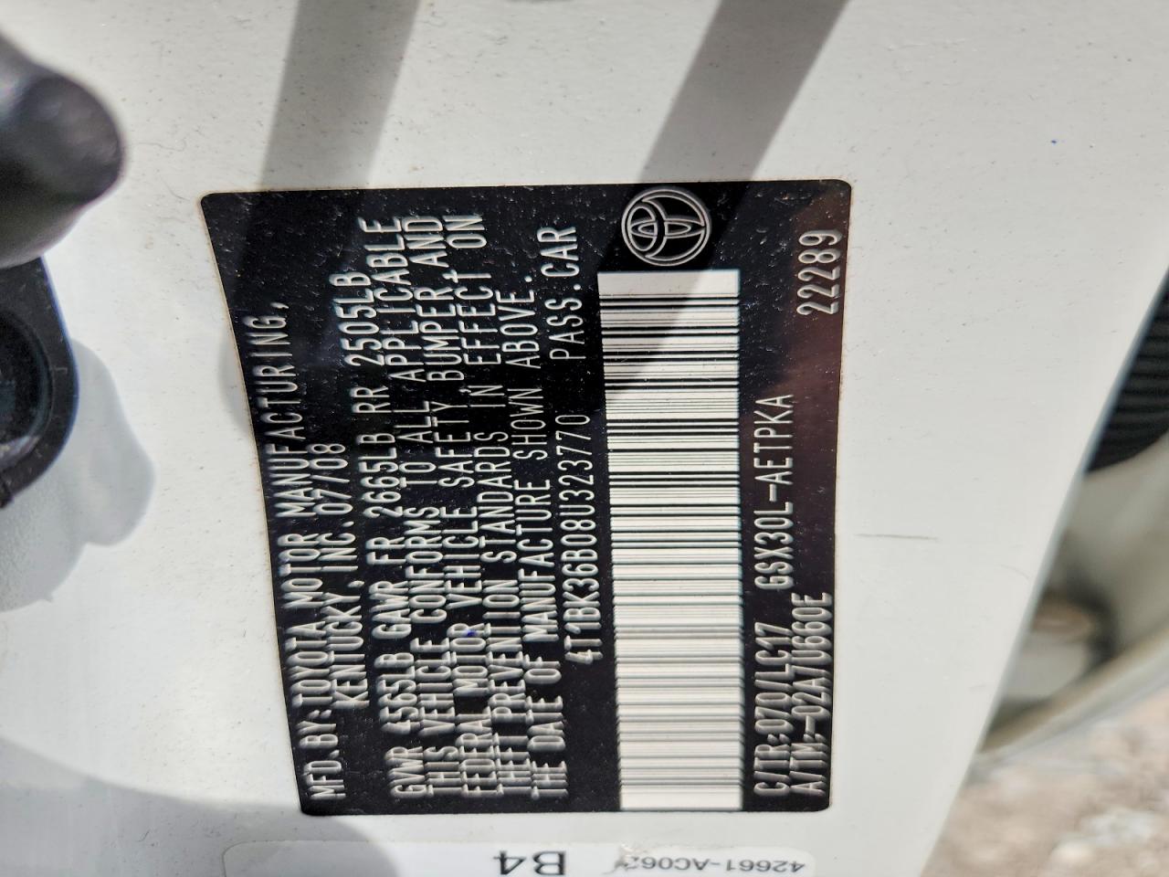 2008 TOYOTA AVALON