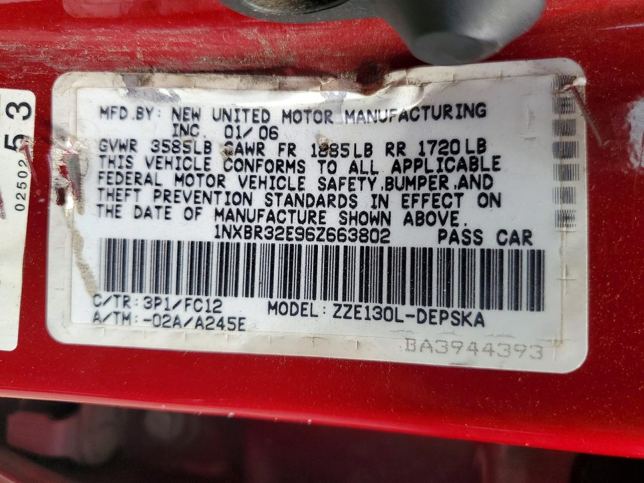 2006 TOYOTA COROLLA