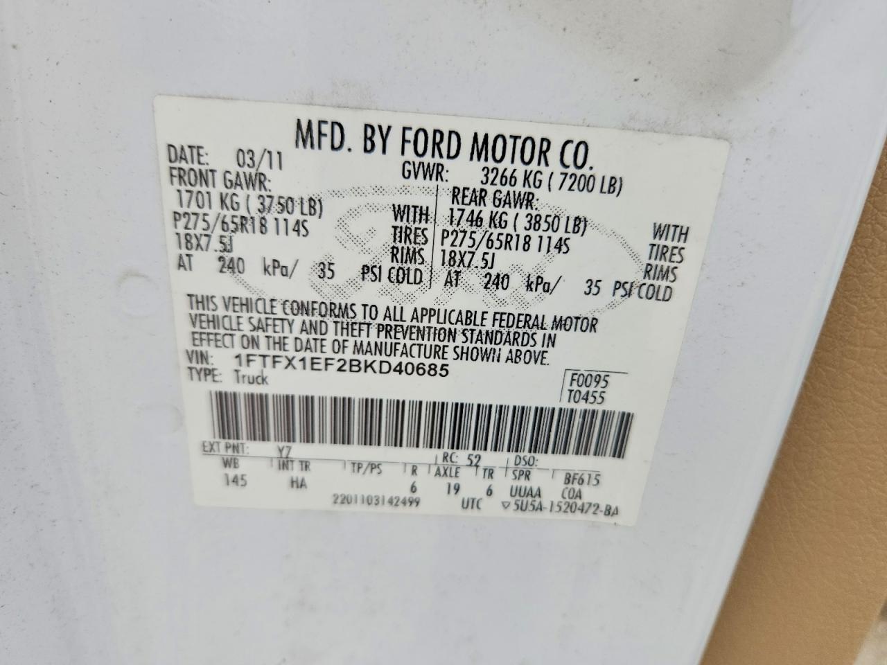 2011 FORD F150