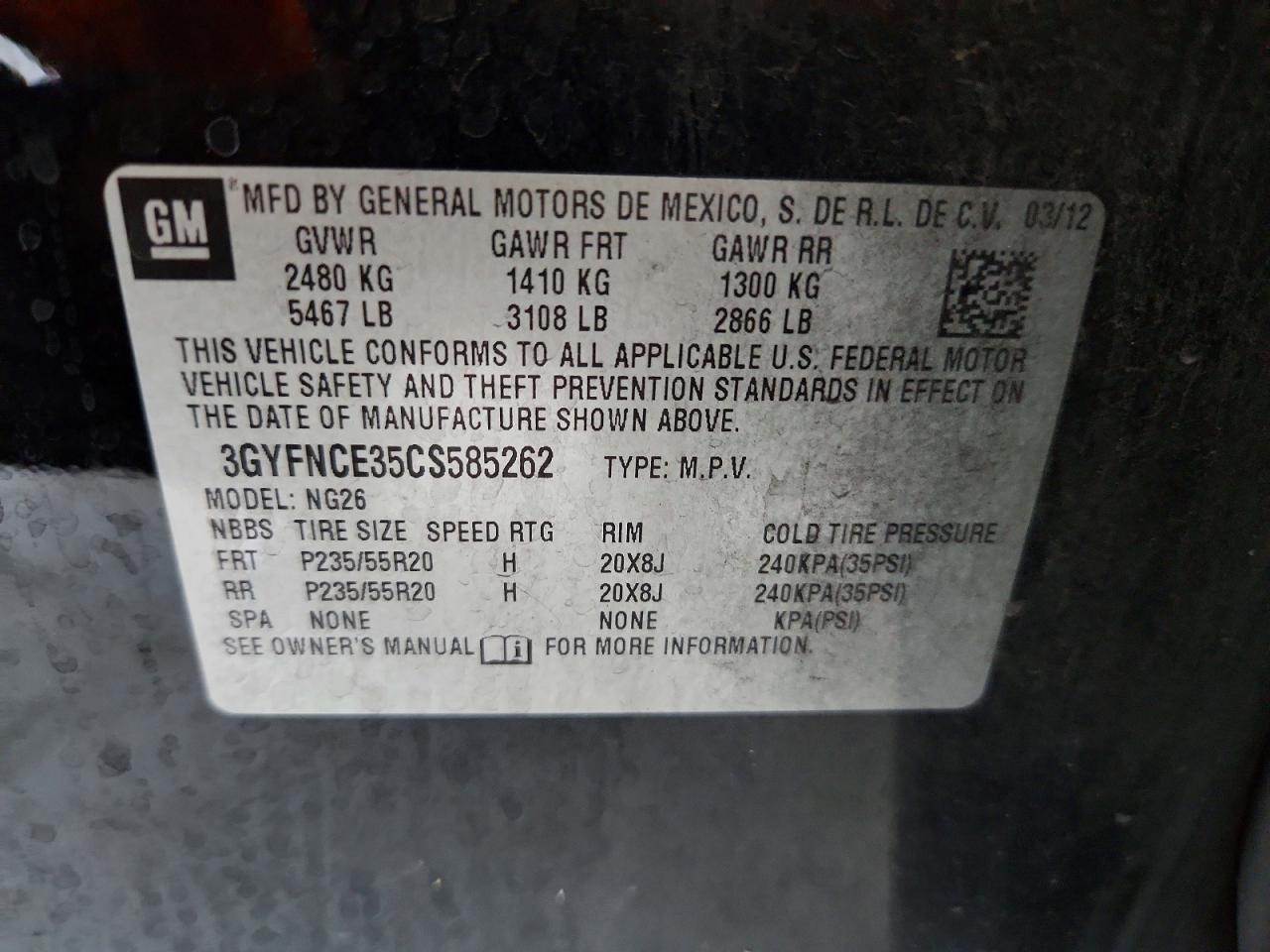 2012 CADILLAC SRX