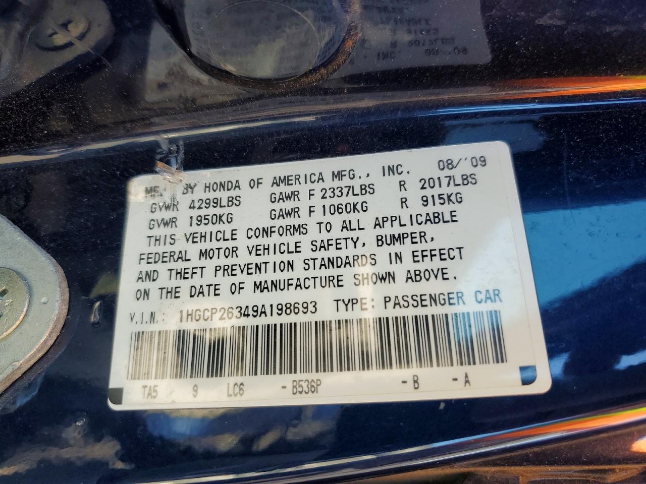 2009 HONDA ACCORD