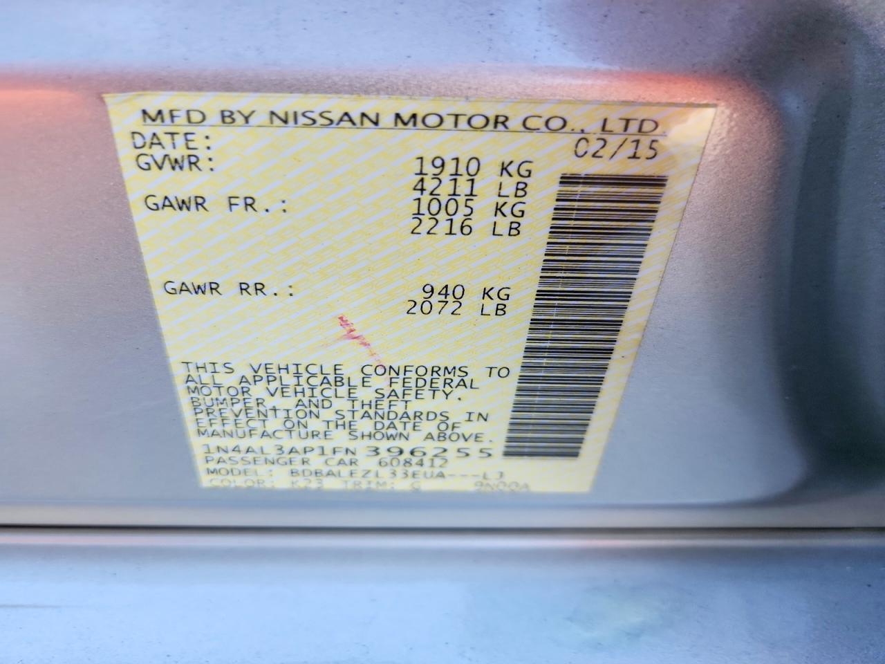 2015 NISSAN ALTIMA