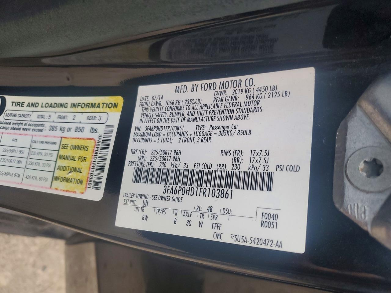 2015 FORD FUSION