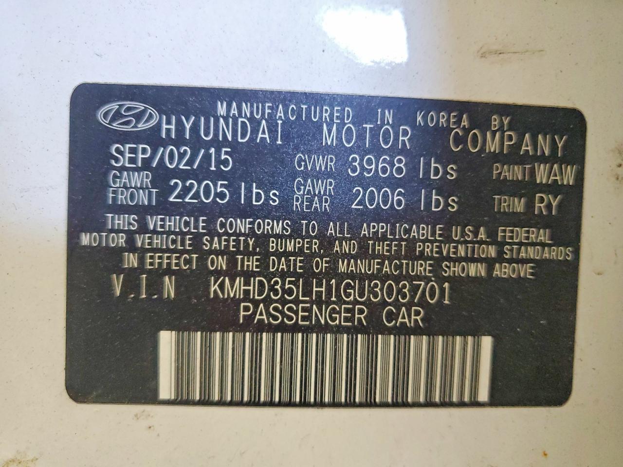 2016 HYUNDAI ELANTRA