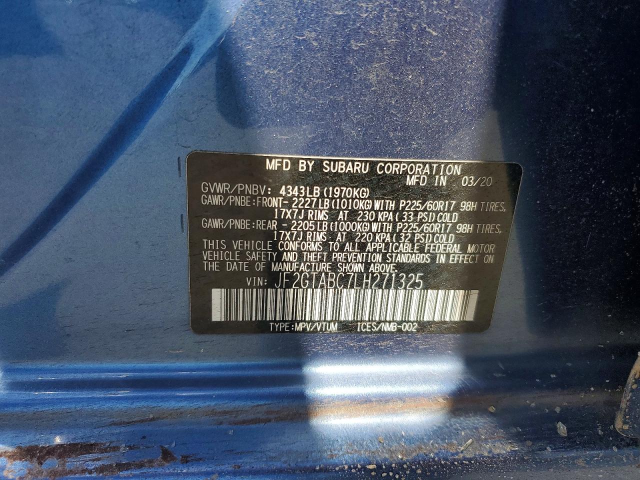 2020 SUBARU CROSSTREK