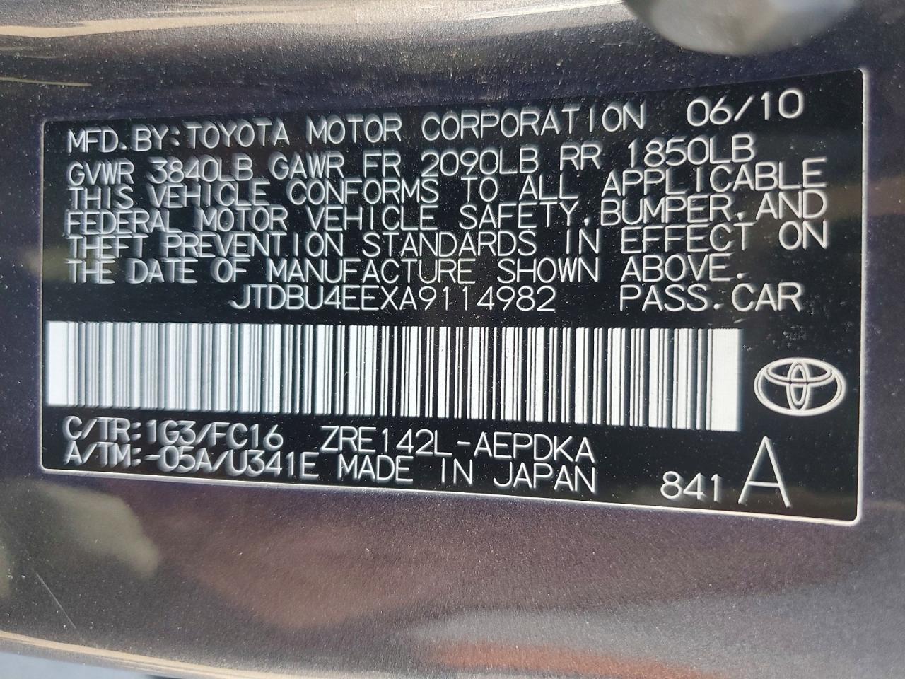 2010 TOYOTA COROLLA
