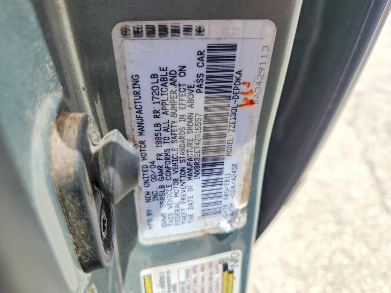 2004 TOYOTA COROLLA