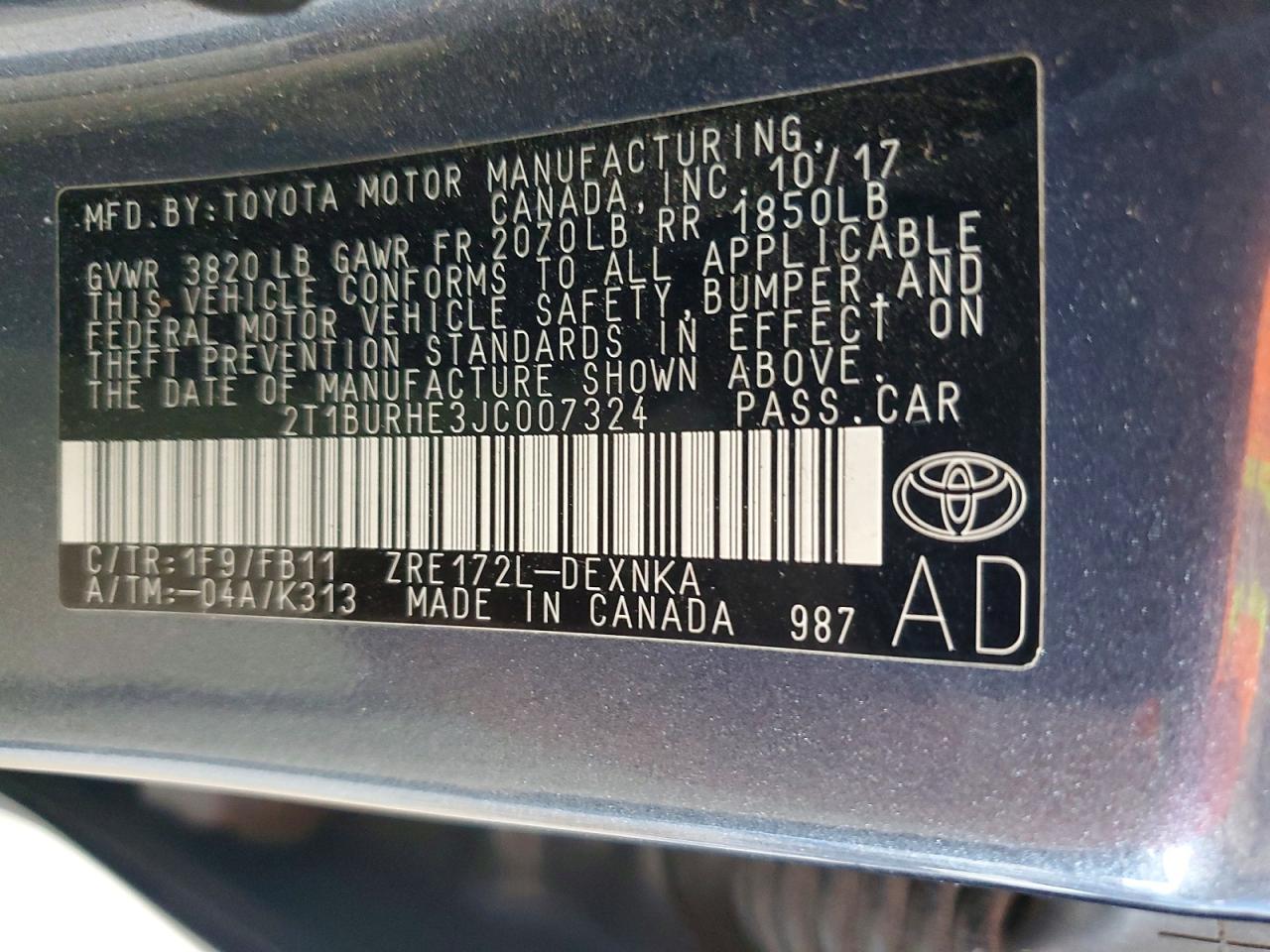 2018 TOYOTA COROLLA