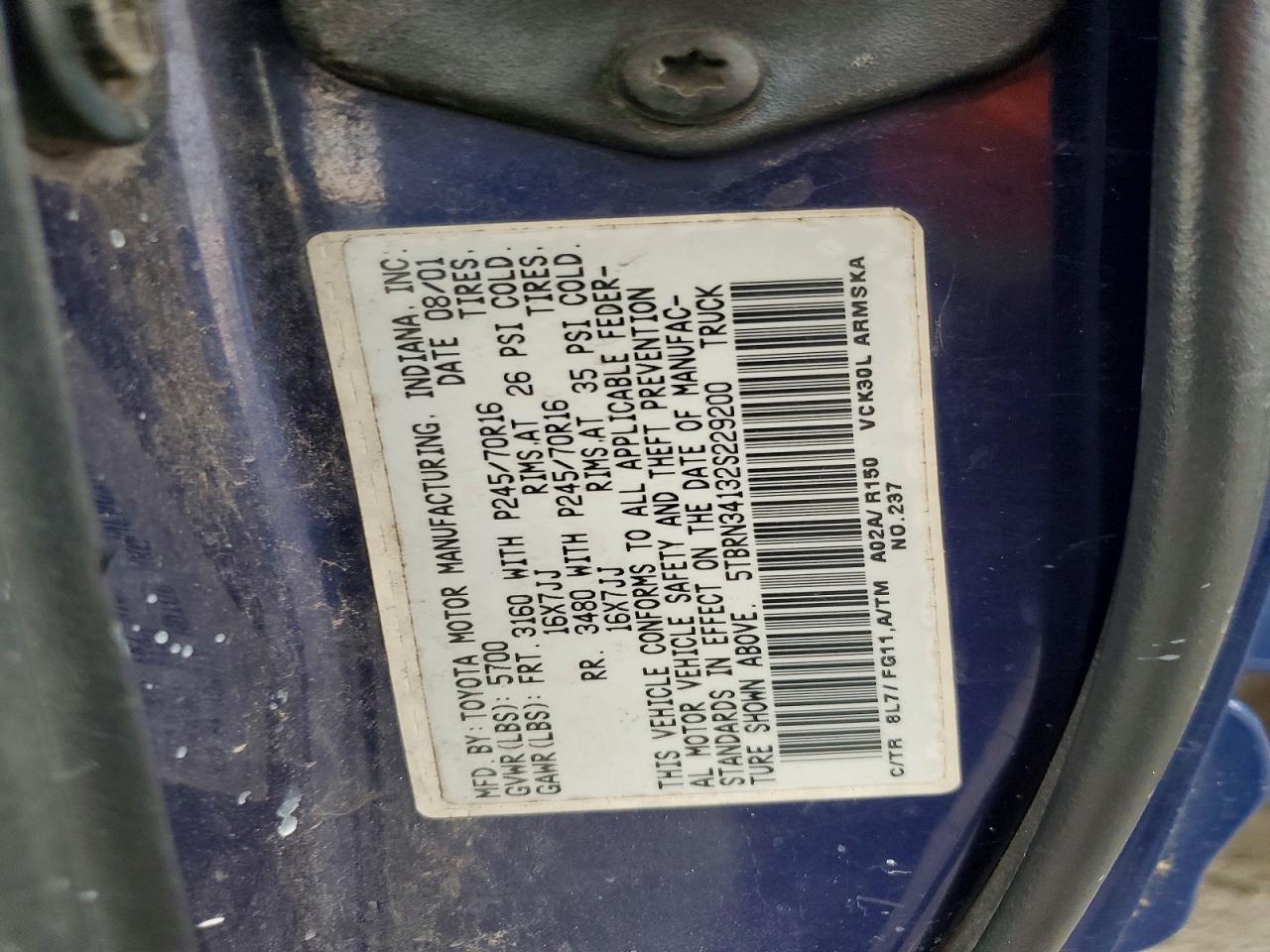 2002 TOYOTA TUNDRA