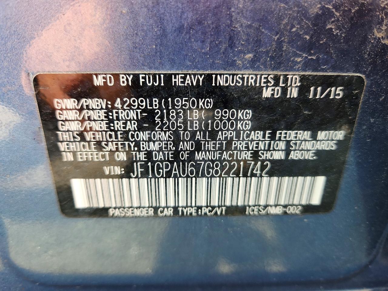 2016 SUBARU IMPREZA