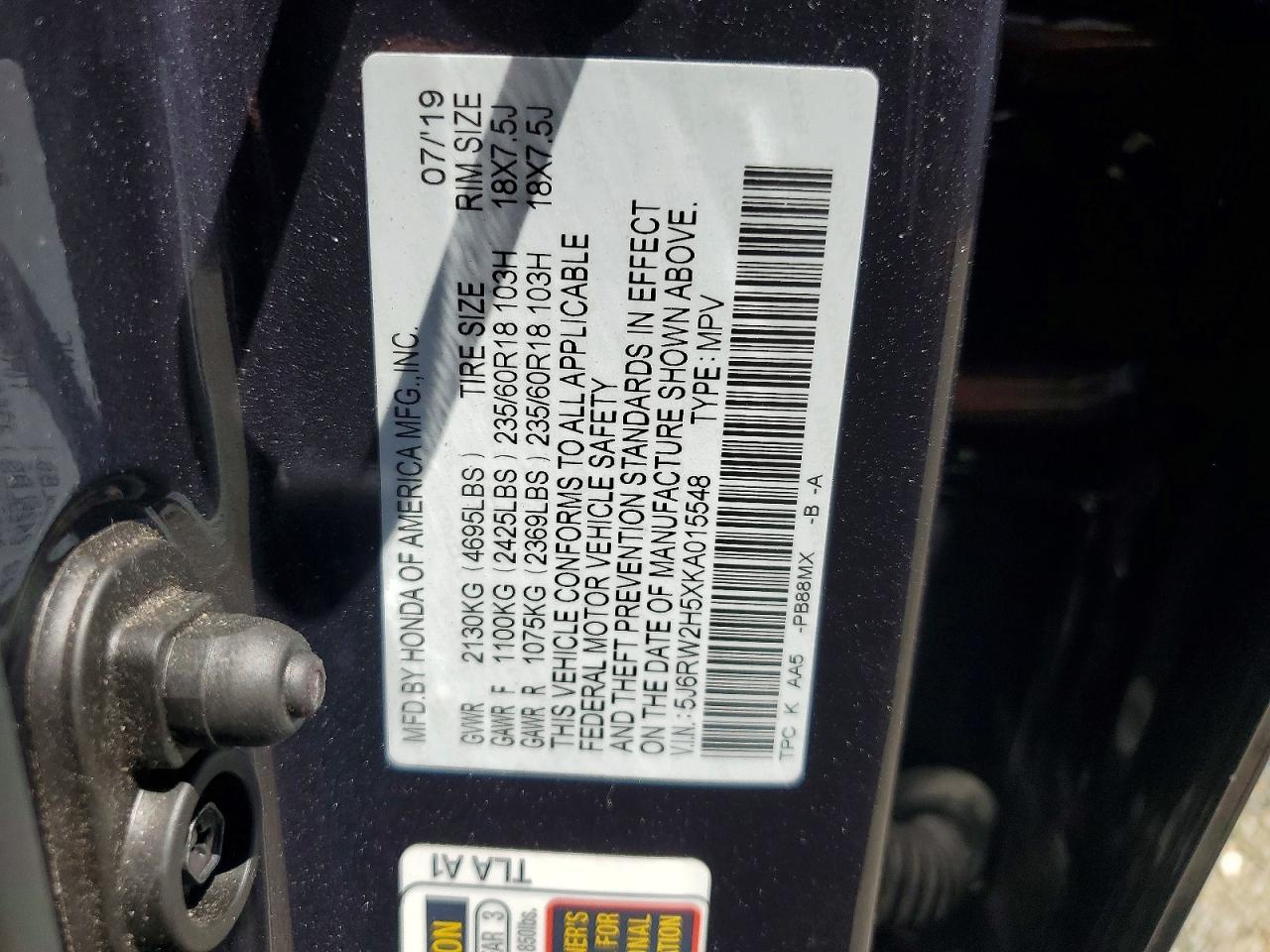 2019 HONDA CRV