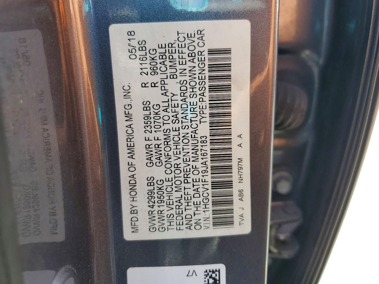 2018 HONDA ACCORD