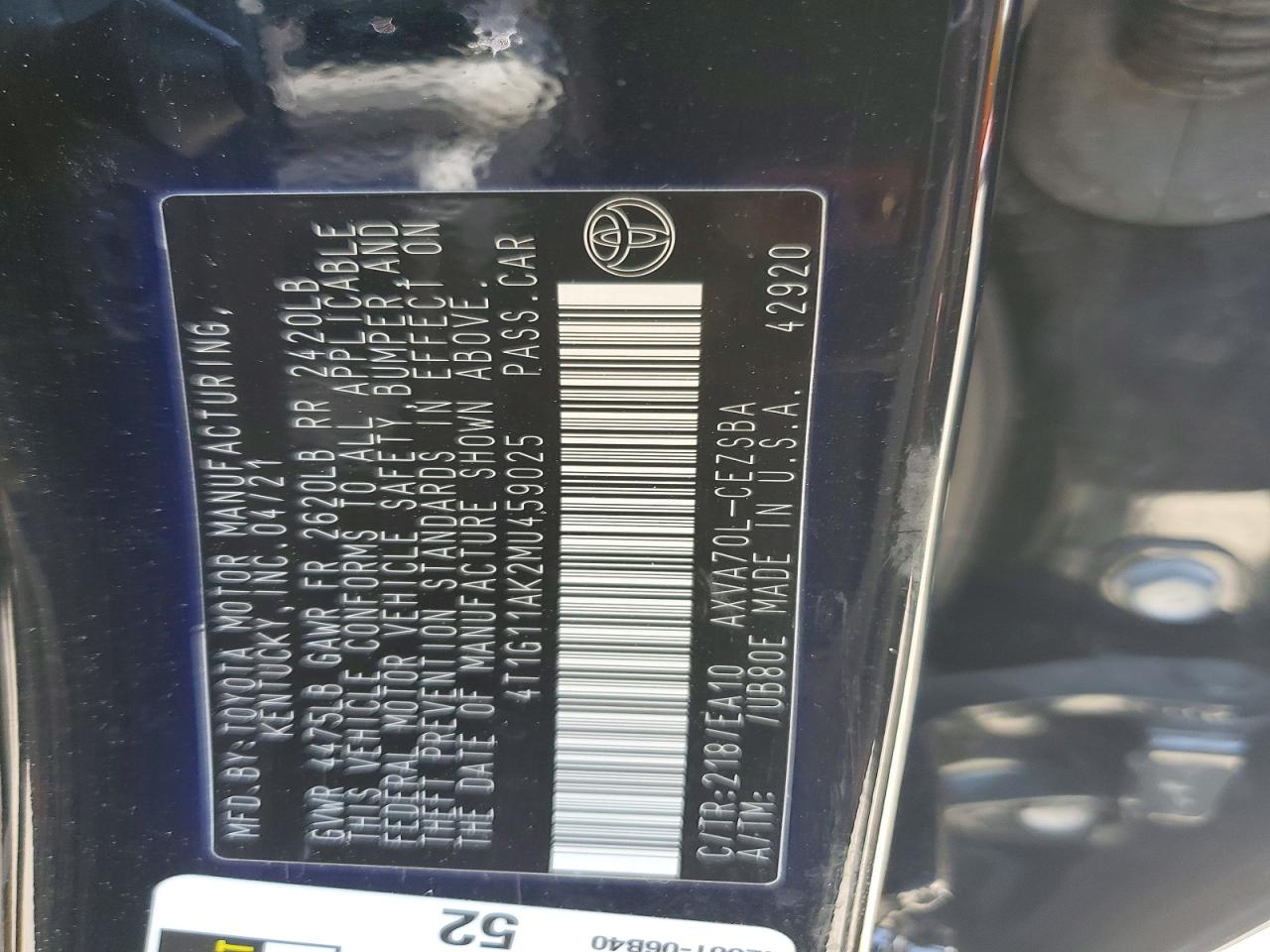 2021 TOYOTA CAMRY