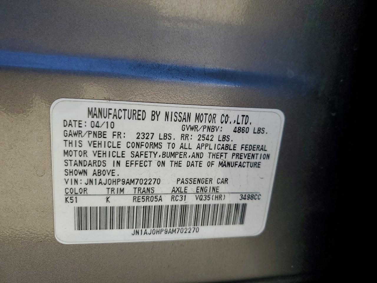 2010 INFINITI EX35