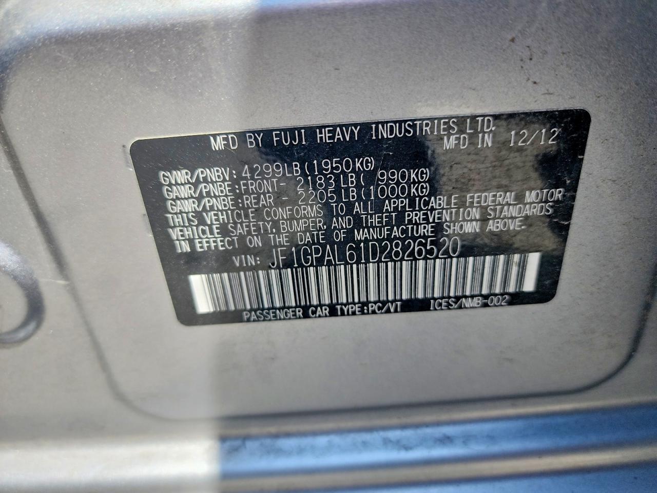 2013 SUBARU IMPREZA