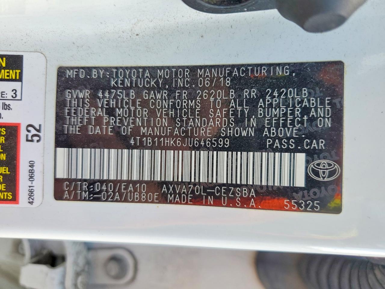 2018 TOYOTA CAMRY