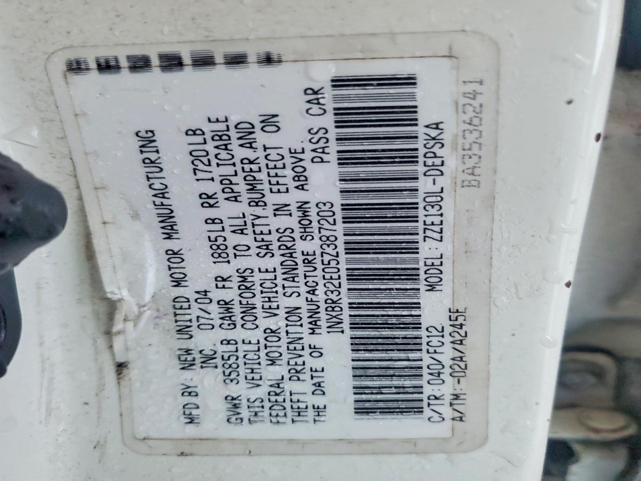 2005 TOYOTA COROLLA