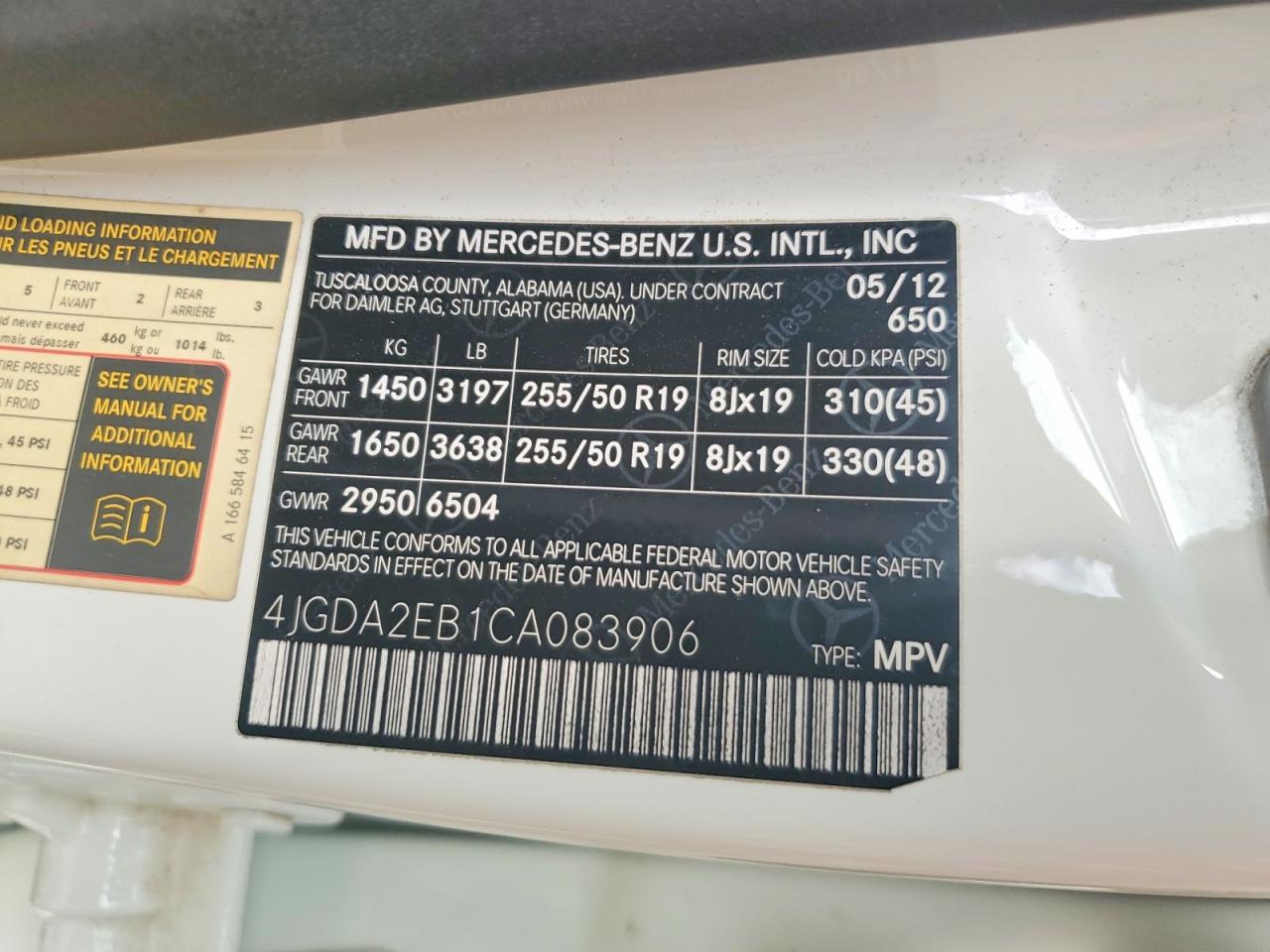 2012 MERCEDES-BENZ ML 350 BLU