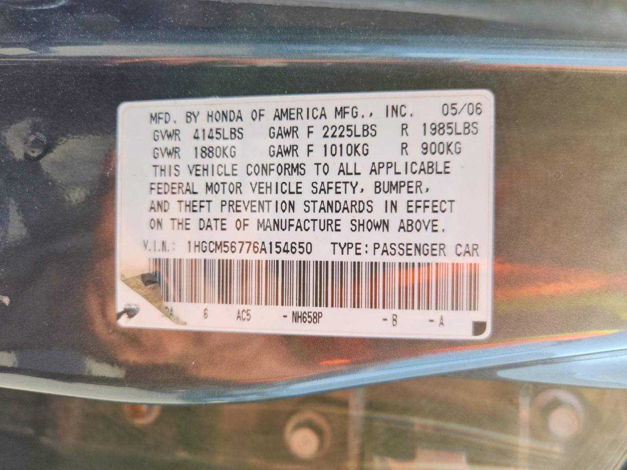 2006 HONDA ACCORD
