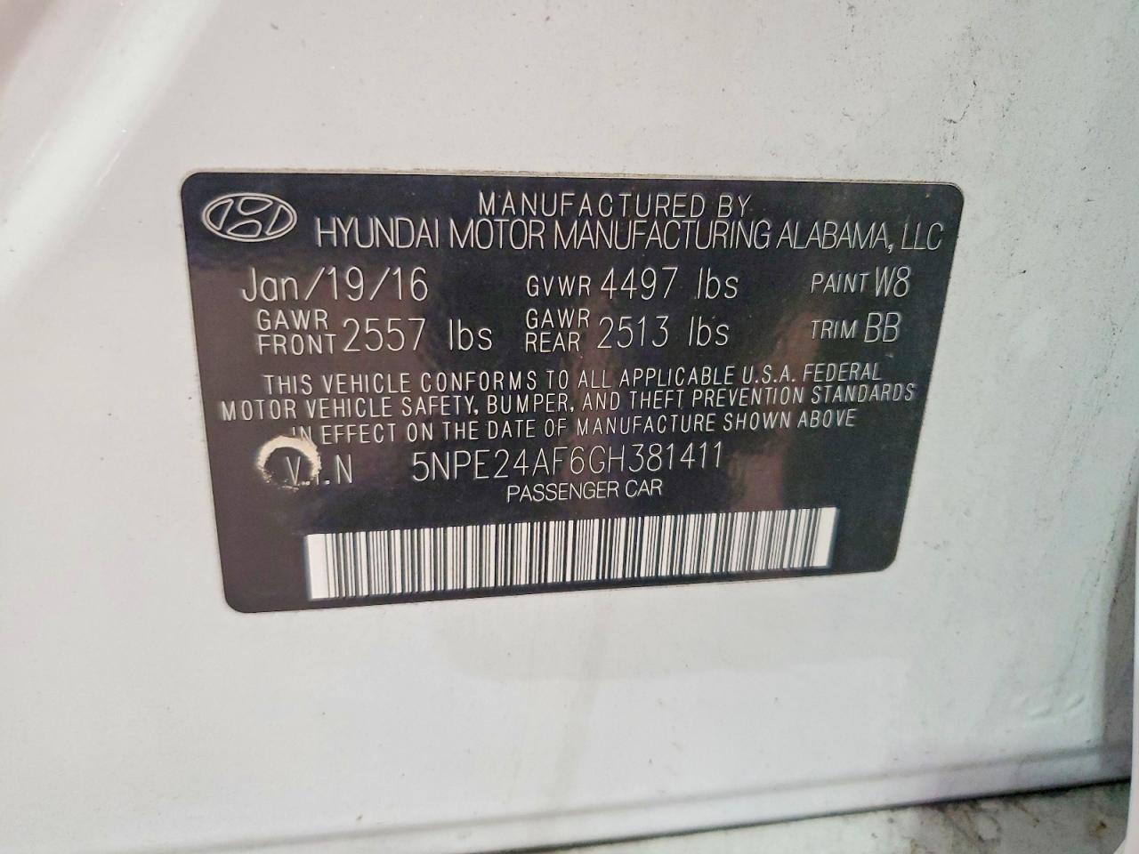2016 HYUNDAI SONATA