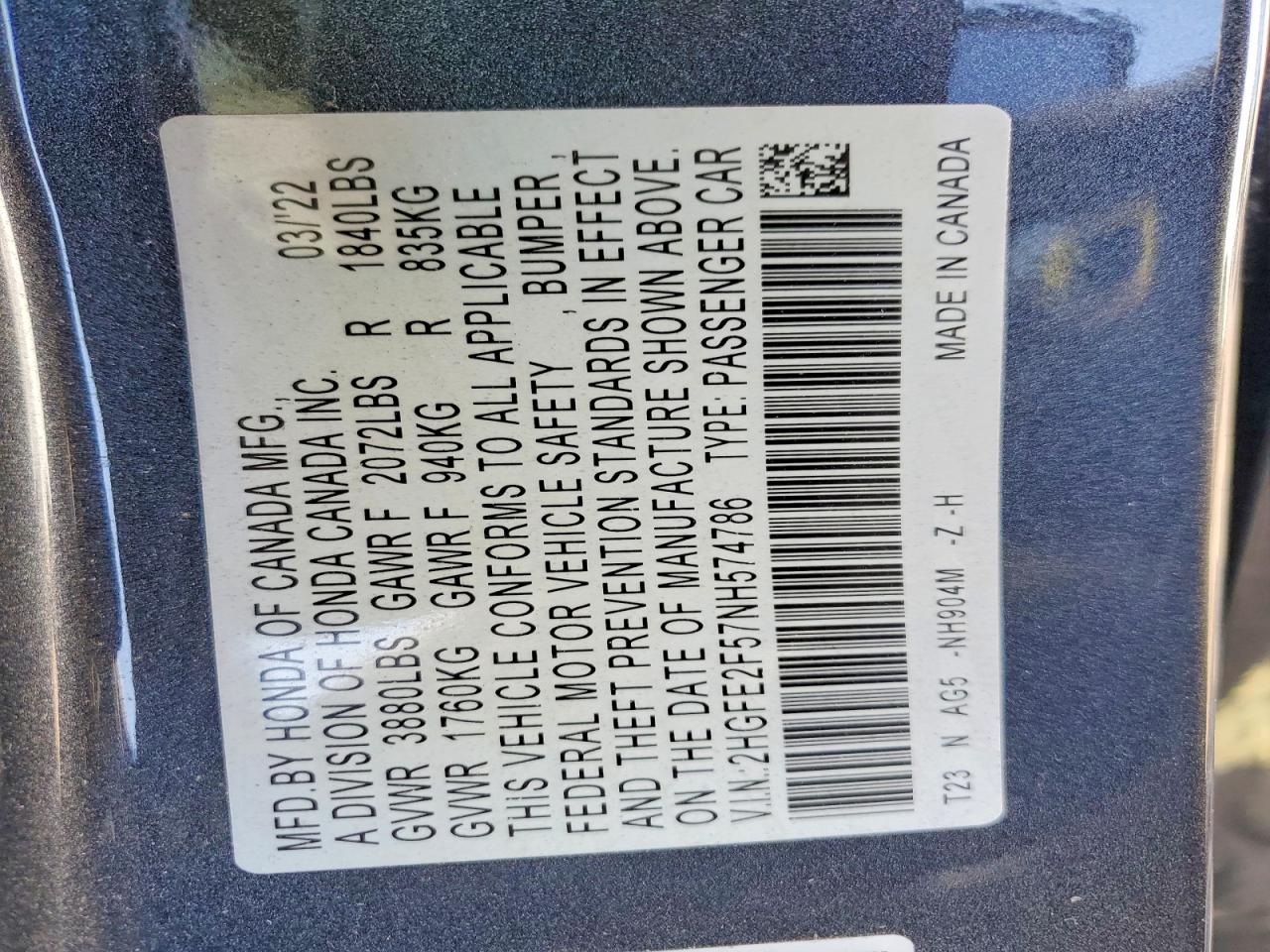 2022 HONDA CIVIC