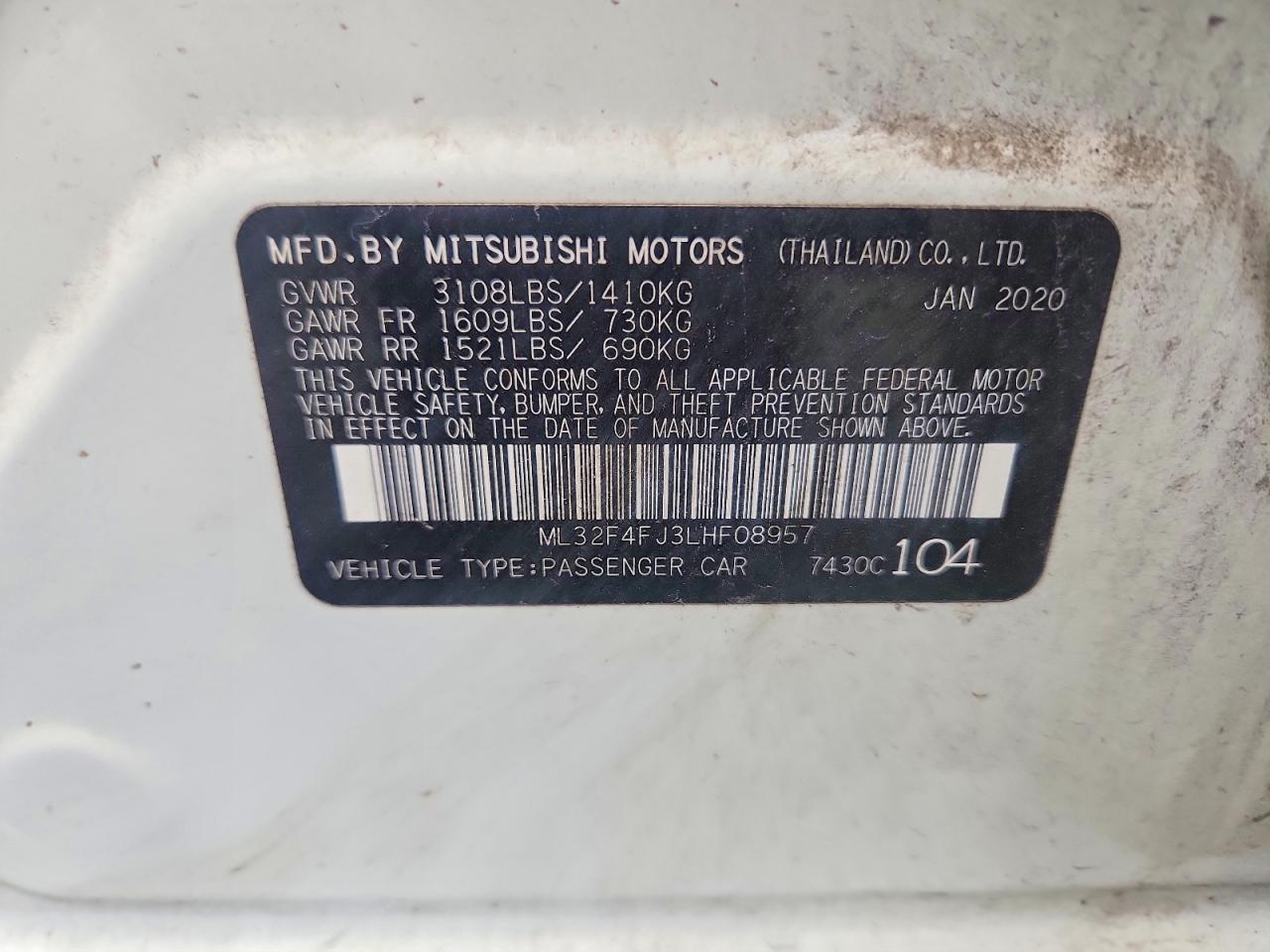 2020 MITSUBISHI MIRAGE