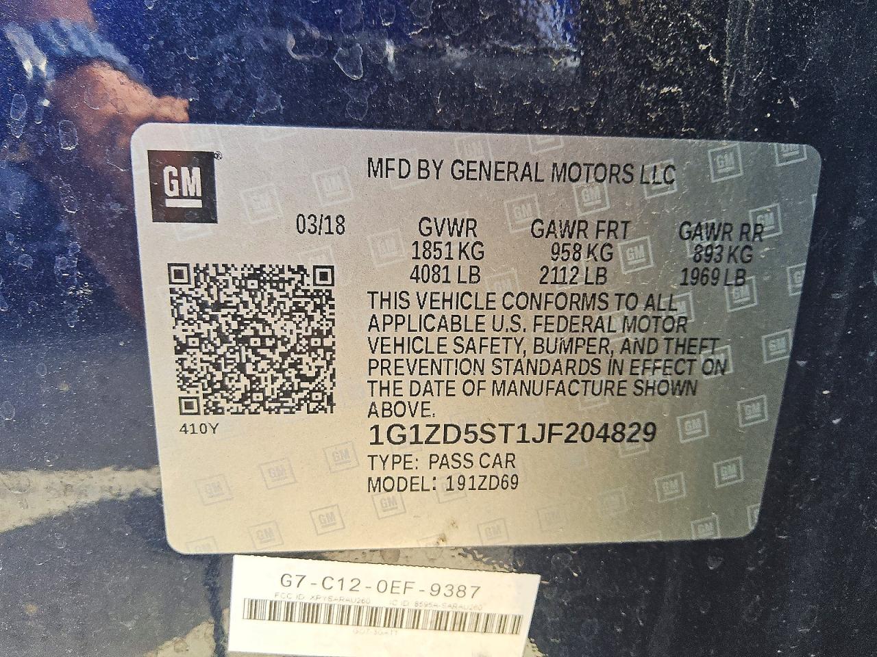 2018 CHEVROLET MALIBU