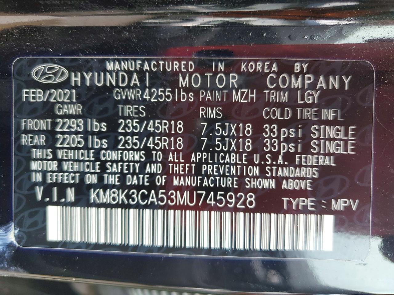 2021 HYUNDAI KONA