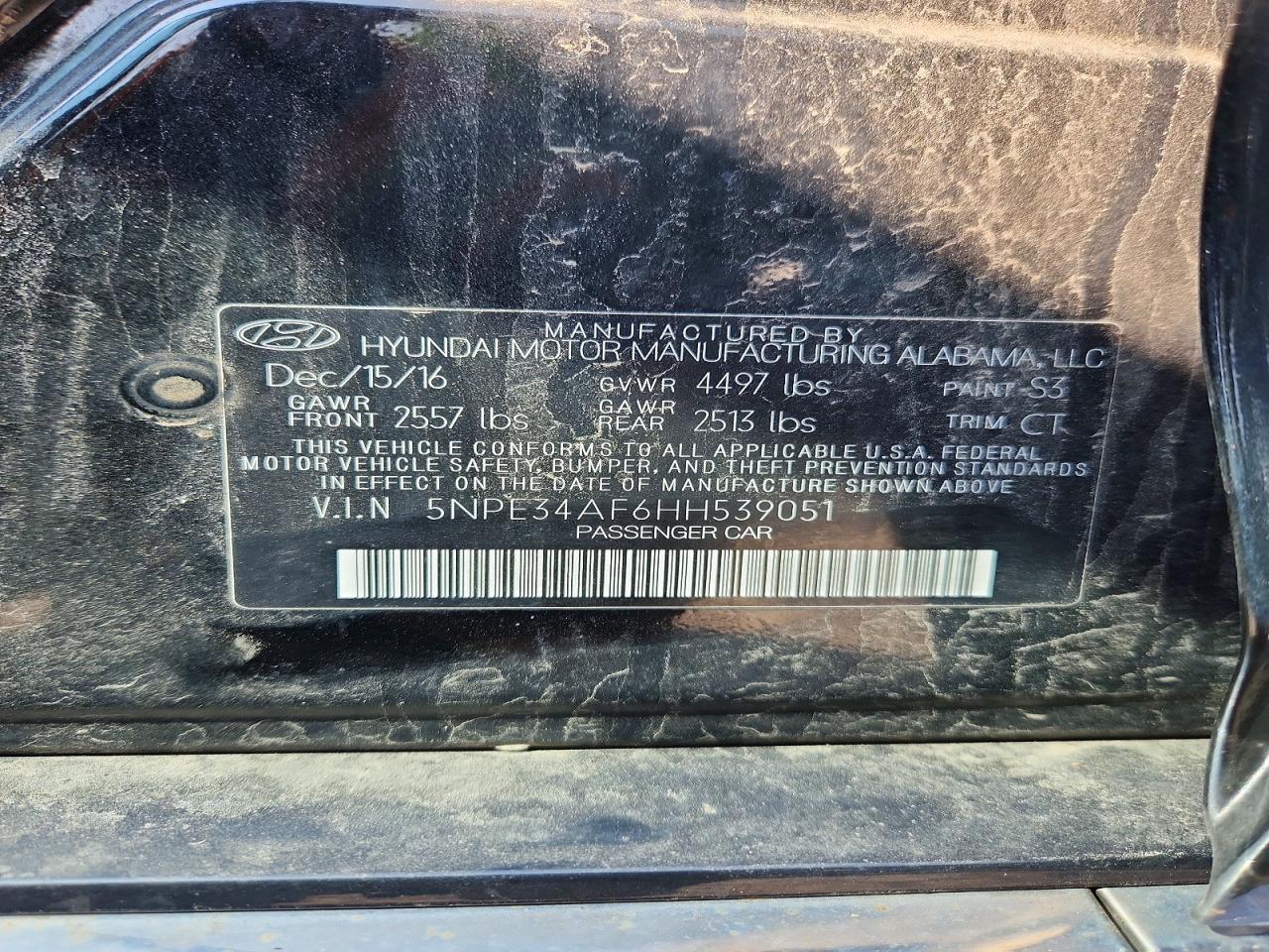 2017 HYUNDAI SONATA
