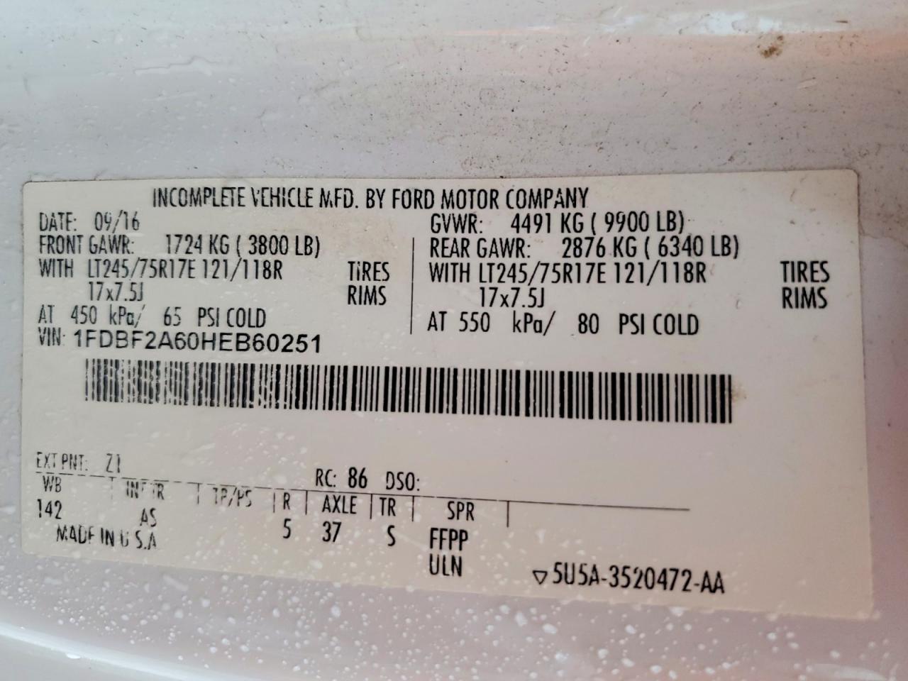 2017 FORD F250SUPDTY
