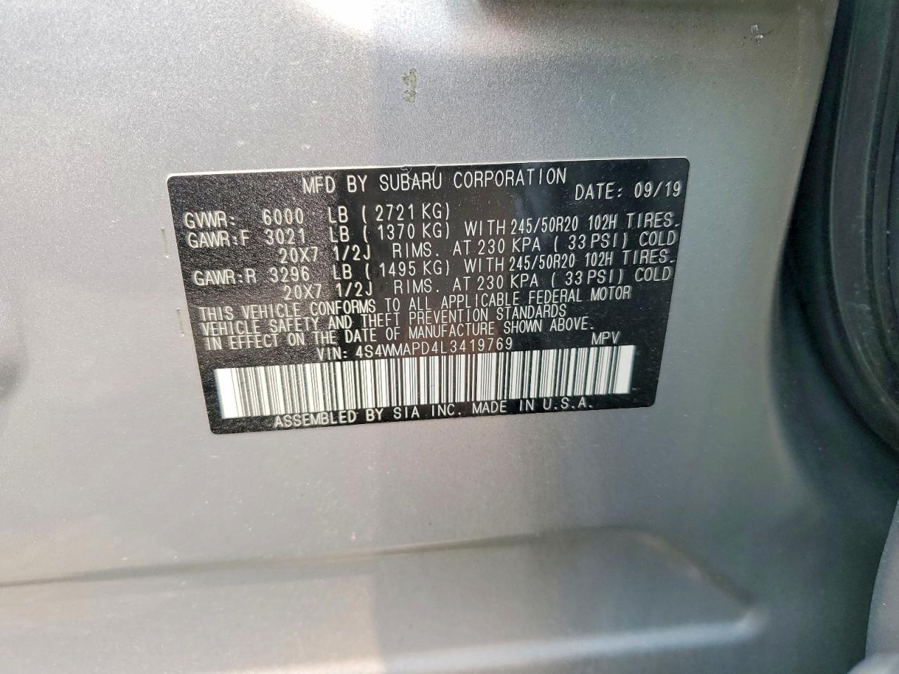 2020 SUBARU ASCENT