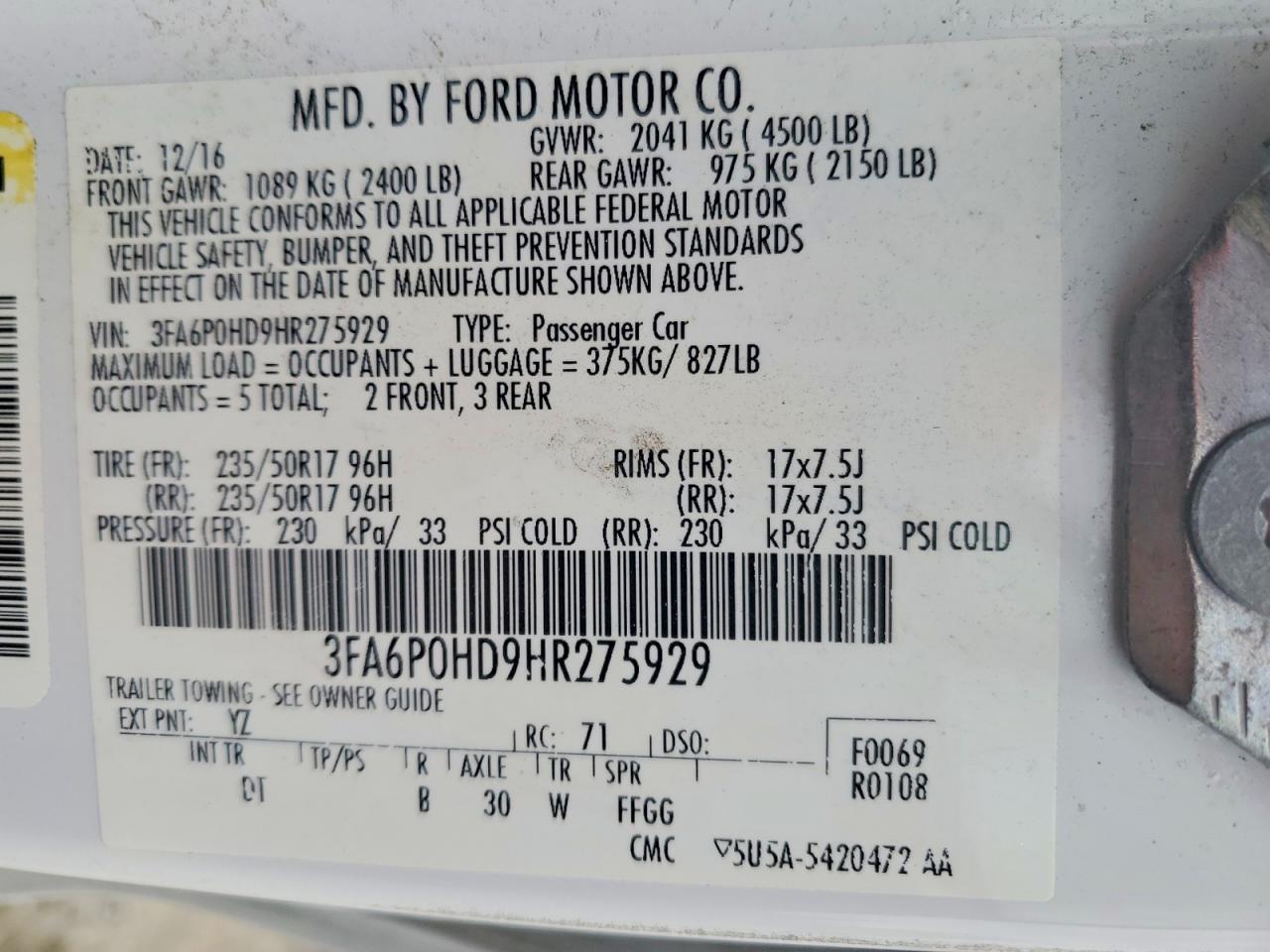 2017 FORD FUSION