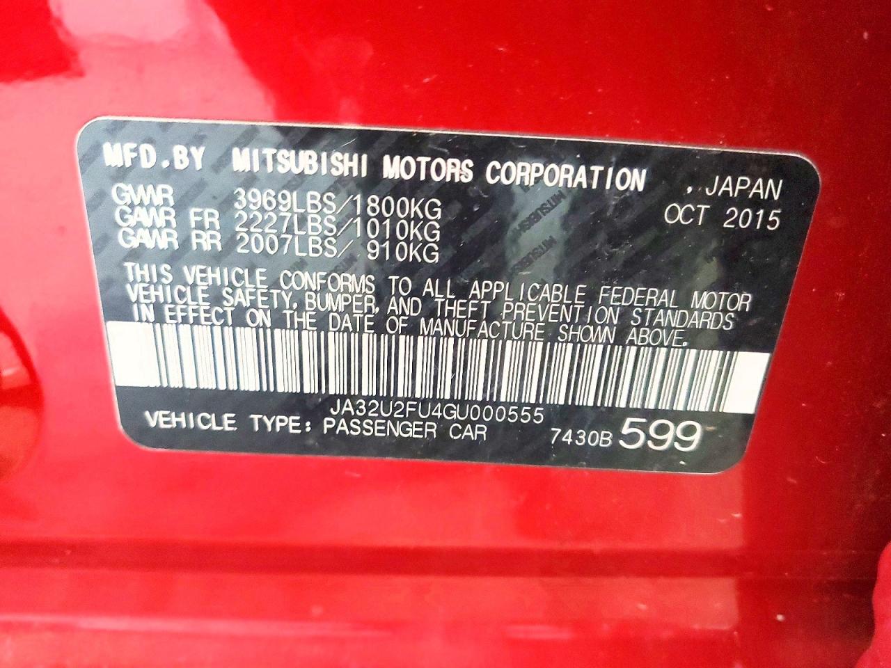 2016 MITSUBISHI LANCER